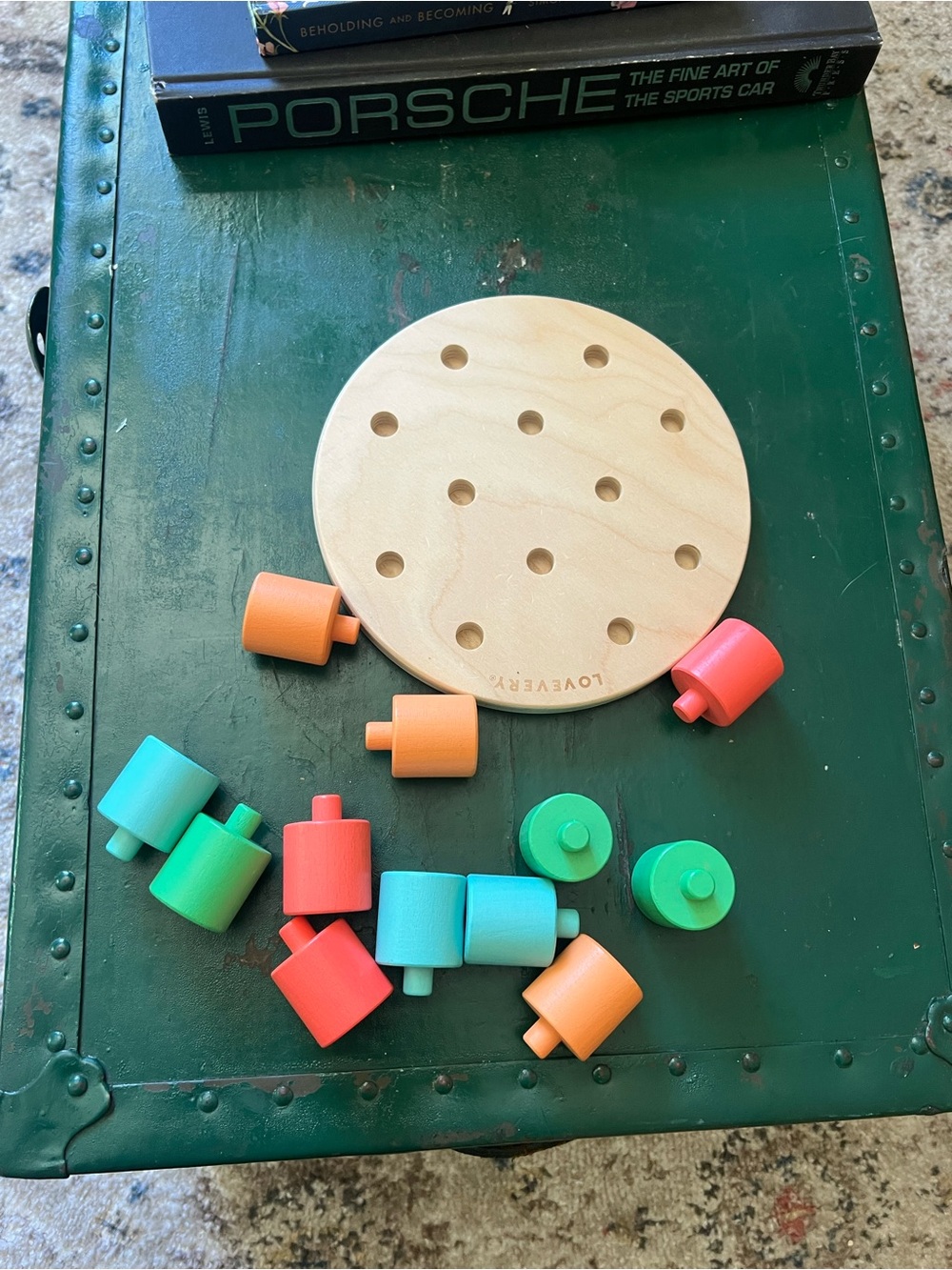 Lovereery Wooden Peg Sorting Toy Multicolor Pegs